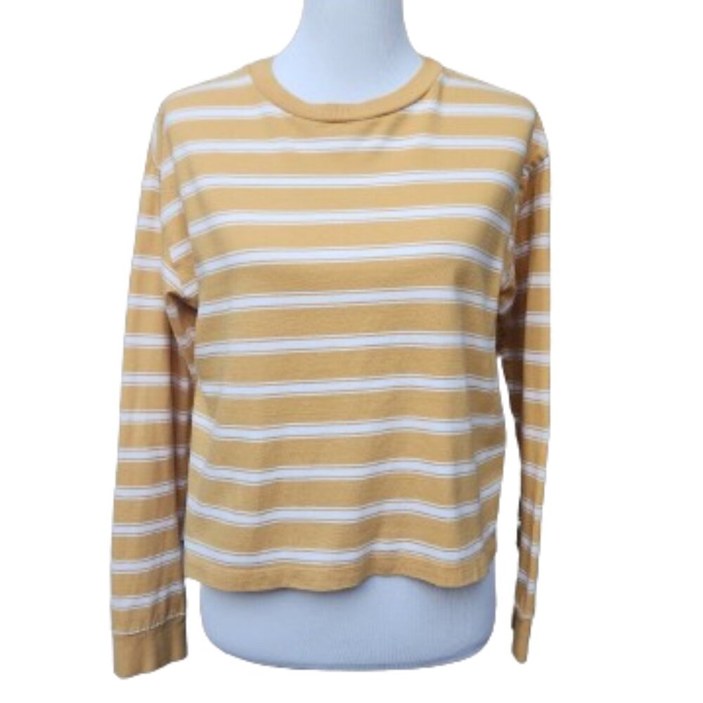 Forever 21 Crewneck Long Sleeve Top Striped Yellow/Orange Casual